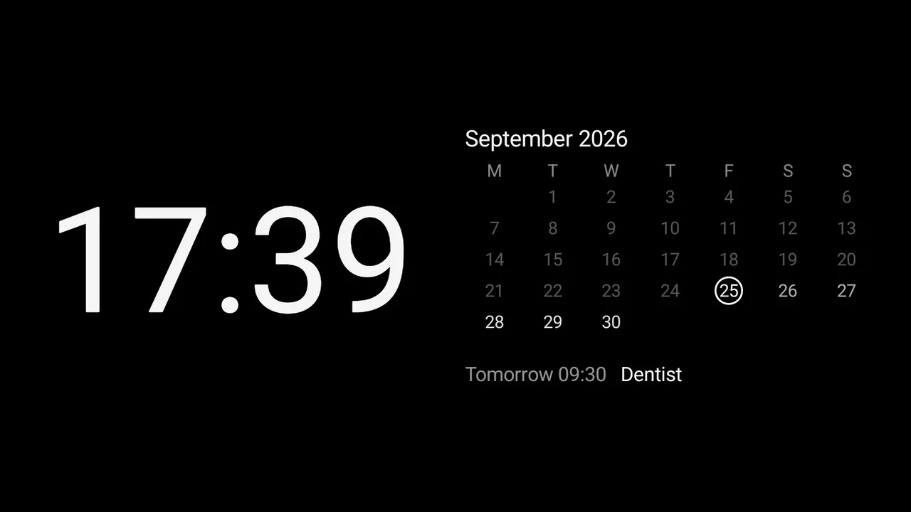 Calendar clock face with an event tomorrow